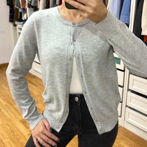 Soft gray button up sweater - Picture 2 of 7
